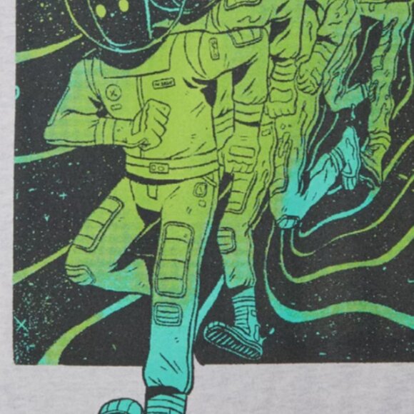 Mode of One Mens Long Sleeve Relaxed Space Guy Graphic Tshirt Heather Grey L - Picture 2 of 9